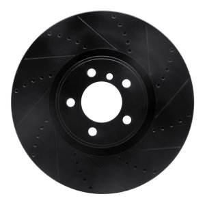 Land Rover Range Rover Brake Rotor (1) - Front Right - R1 Concepts - Drilled & Slotted - Black - `10-`12